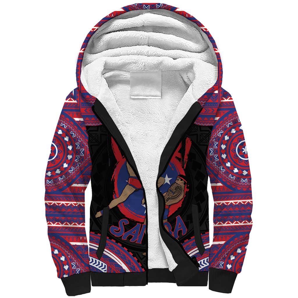 Personalised Samoa Mixed Martial Arts Sherpa Hoodie Flying Knee Of Samoan DT05 Unisex Black - Polynesian Pride