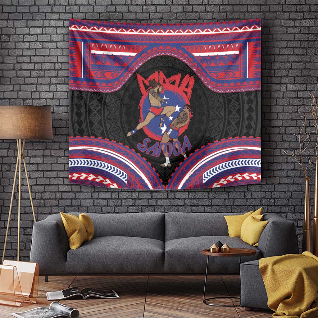 Samoa Mixed Martial Arts Tapestry Flying Knee Of Samoan - Polynesian Pride