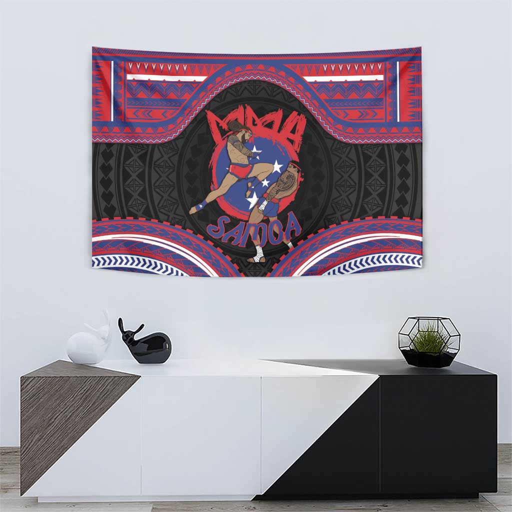 Samoa Mixed Martial Arts Tapestry Flying Knee Of Samoan - Polynesian Pride