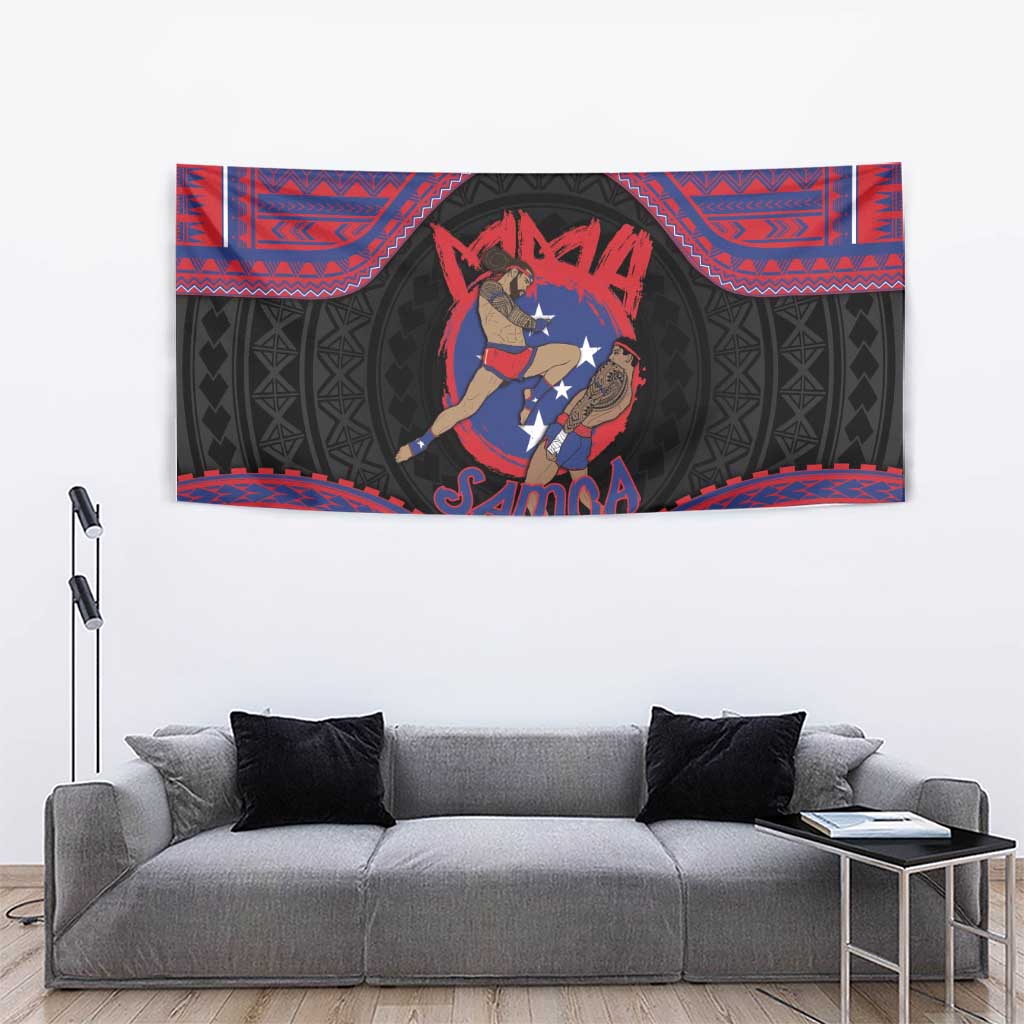 Samoa Mixed Martial Arts Tapestry Flying Knee Of Samoan - Polynesian Pride