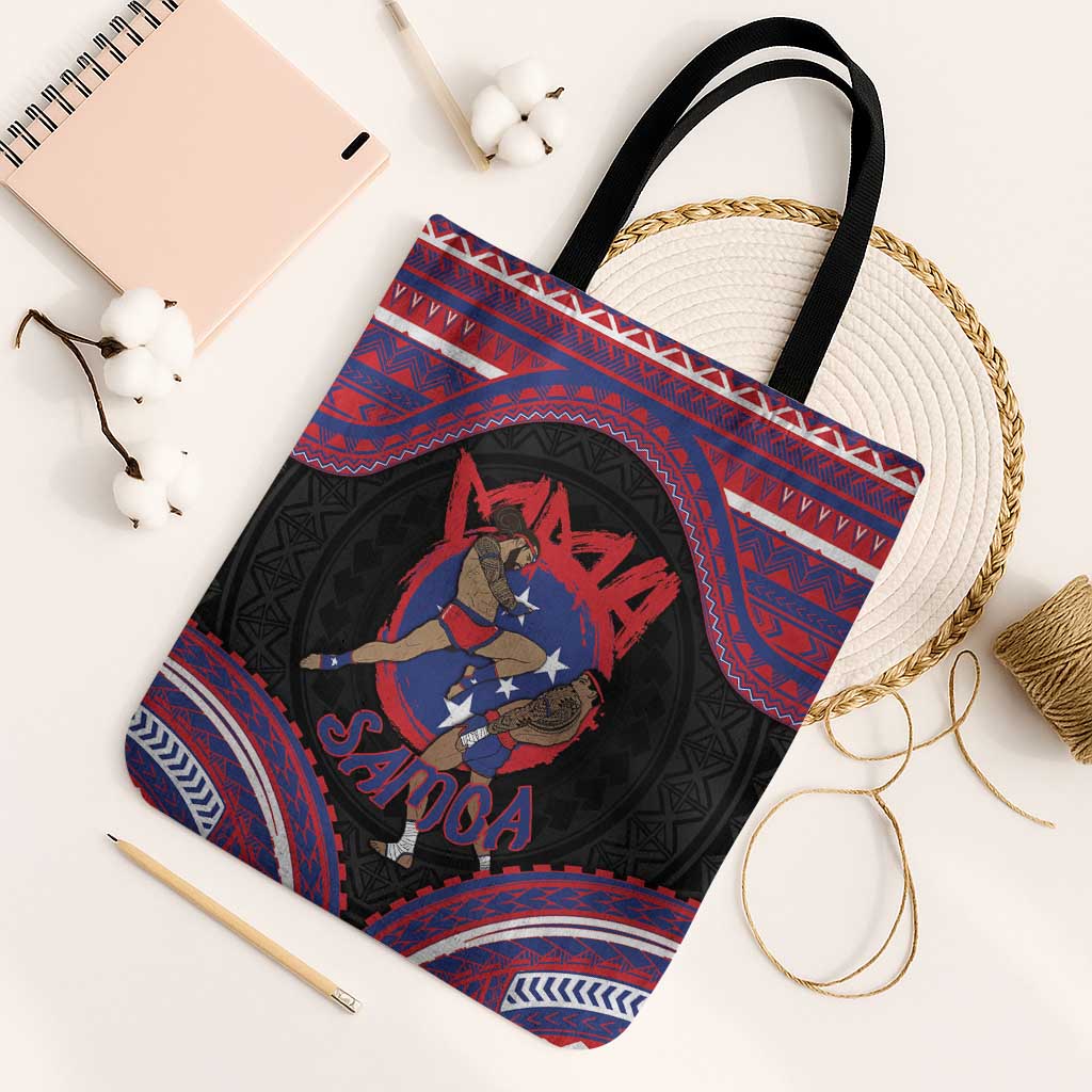 Samoa Mixed Martial Arts Tote Bag Flying Knee Of Samoan DT05 Black Strap One Size Black - Polynesian Pride