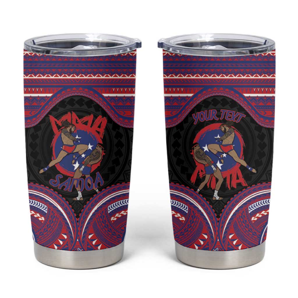 Personalised Samoa Mixed Martial Arts Tumbler Cup Flying Knee Of Samoan DT05 Black - Polynesian Pride