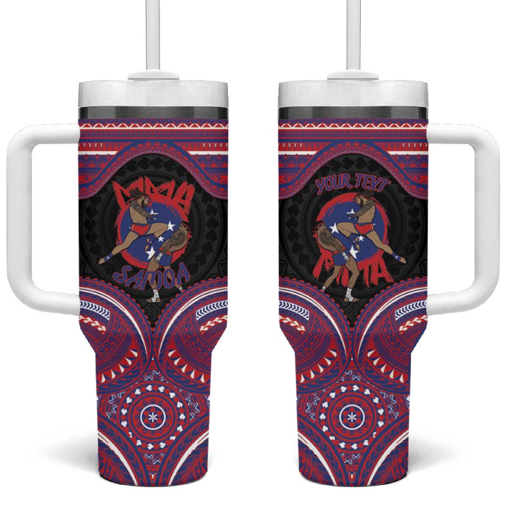 Personalised Samoa Mixed Martial Arts Tumbler With Handle Flying Knee Of Samoan DT05 One Size: 40 oz Black - Polynesian Pride
