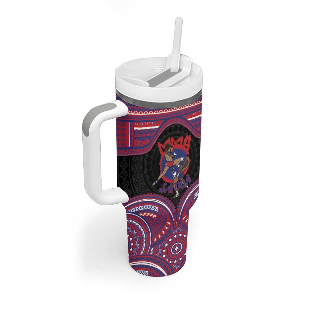 Personalised Samoa Mixed Martial Arts Tumbler With Handle Flying Knee Of Samoan DT05 - Polynesian Pride