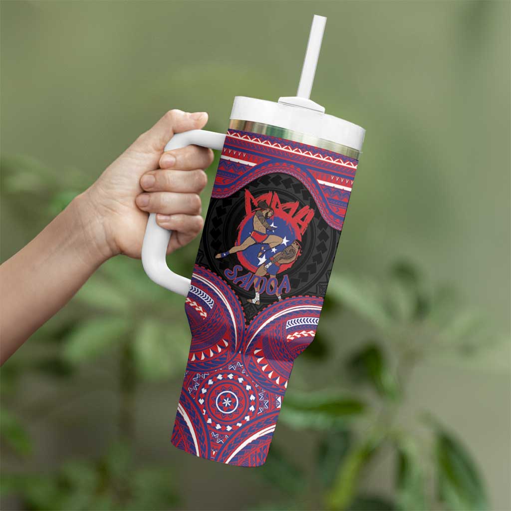 Personalised Samoa Mixed Martial Arts Tumbler With Handle Flying Knee Of Samoan DT05 - Polynesian Pride