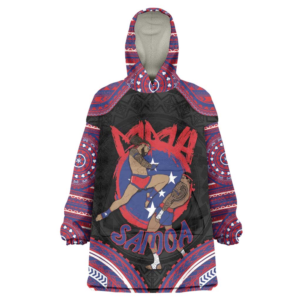 Personalised Samoa Mixed Martial Arts Wearable Blanket Hoodie Flying Knee Of Samoan - Polynesian Pride
