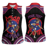 Personalised Samoa Mixed Martial Arts Women Sleeveless Polo Shirt Flying Knee Of Samoan DT05 - Polynesian Pride