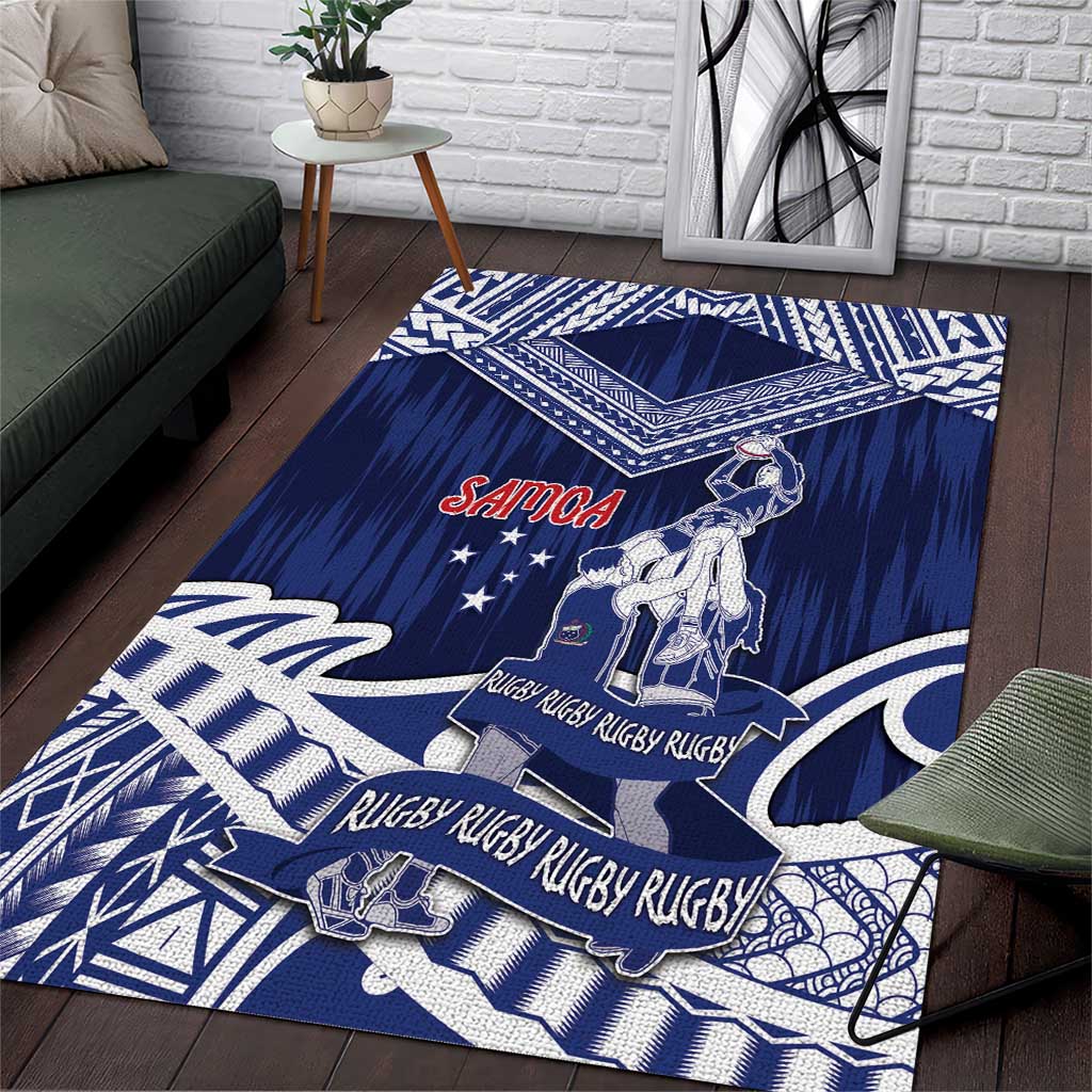 Samoa Rugby Area Rug Pacific Warrior Glory DT05 Navy - Polynesian Pride