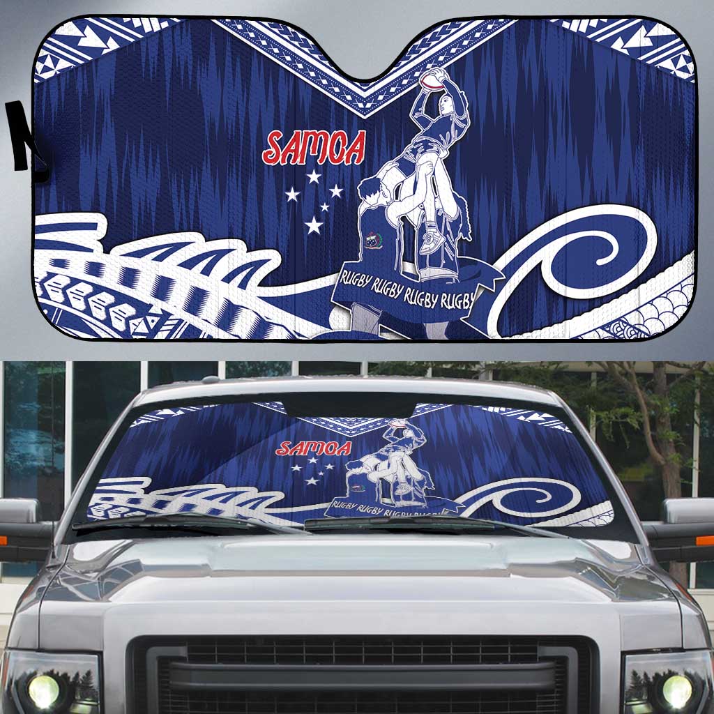 Samoa Rugby Auto Sun Shade Pacific Warrior Glory DT05 Navy - Polynesian Pride