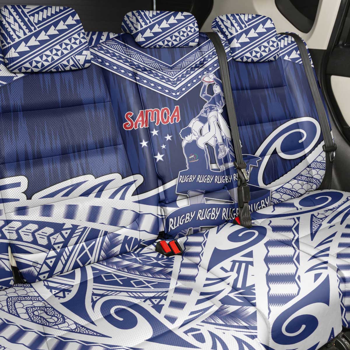Samoa Rugby Back Car Seat Cover Pacific Warrior Glory DT05 - Polynesian Pride
