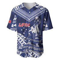 Personalised Samoa Rugby Baseball Jersey Pacific Warrior Glory DT05 Navy - Polynesian Pride