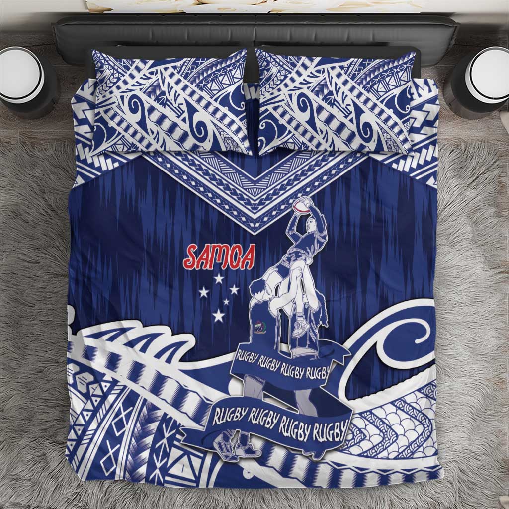 Samoa Rugby Bedding Set Pacific Warrior Glory DT05 Navy - Polynesian Pride