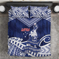 Samoa Rugby Bedding Set Pacific Warrior Glory DT05 Navy - Polynesian Pride