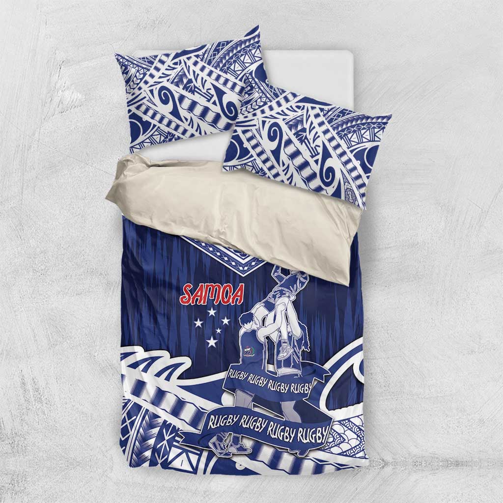 Samoa Rugby Bedding Set Pacific Warrior Glory DT05 US Twin 172cm x 218cm Navy - Polynesian Pride