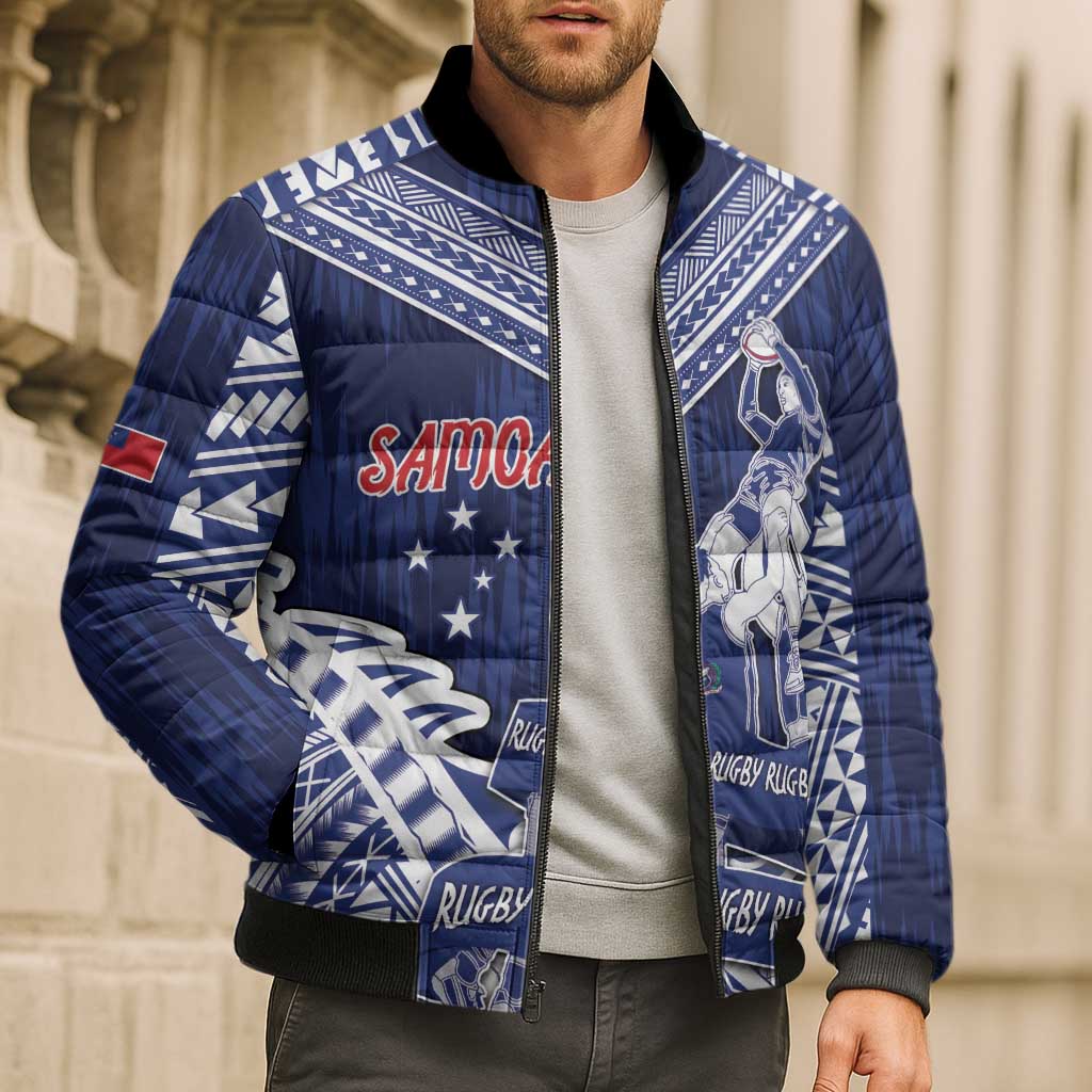 Personalised Samoa Rugby Bomber Puffer Jacket Pacific Warrior Glory DT05 - Polynesian Pride
