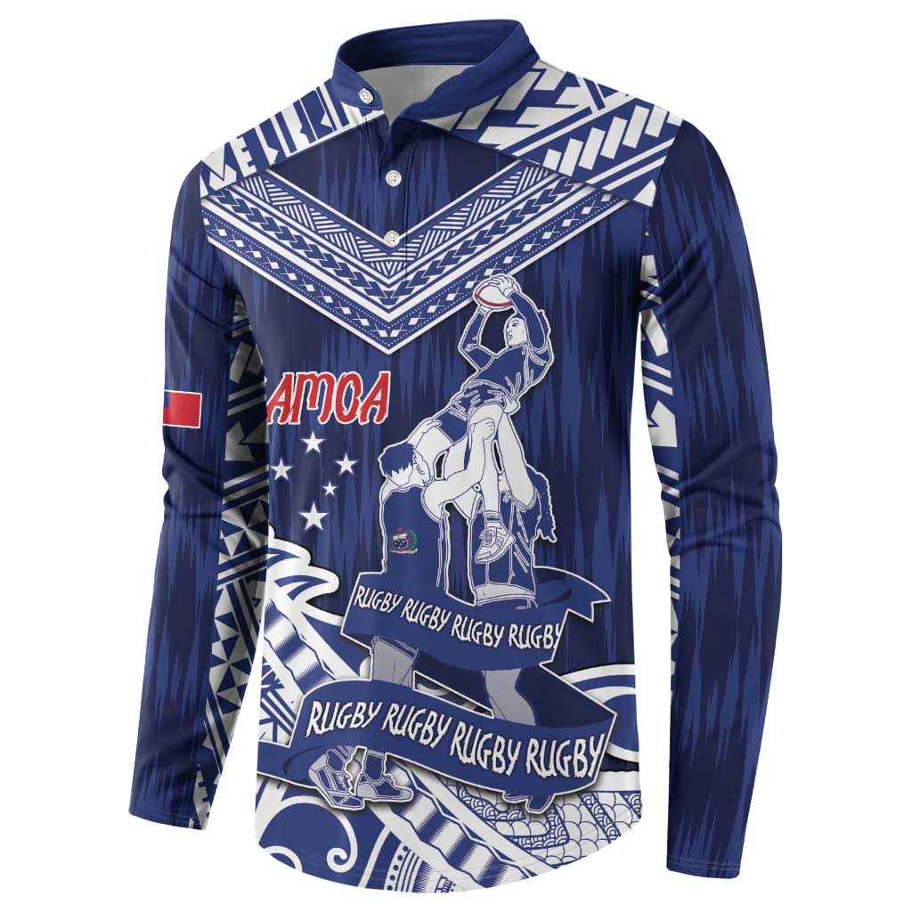 Personalised Samoa Rugby Button Sweatshirt Pacific Warrior Glory DT05 - Polynesian Pride