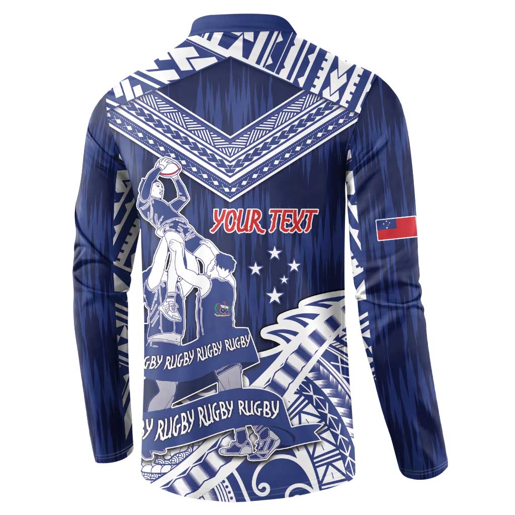 Personalised Samoa Rugby Button Sweatshirt Pacific Warrior Glory DT05 - Polynesian Pride