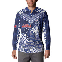 Personalised Samoa Rugby Button Sweatshirt Pacific Warrior Glory DT05 - Polynesian Pride