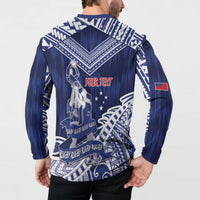 Personalised Samoa Rugby Button Sweatshirt Pacific Warrior Glory DT05 - Polynesian Pride