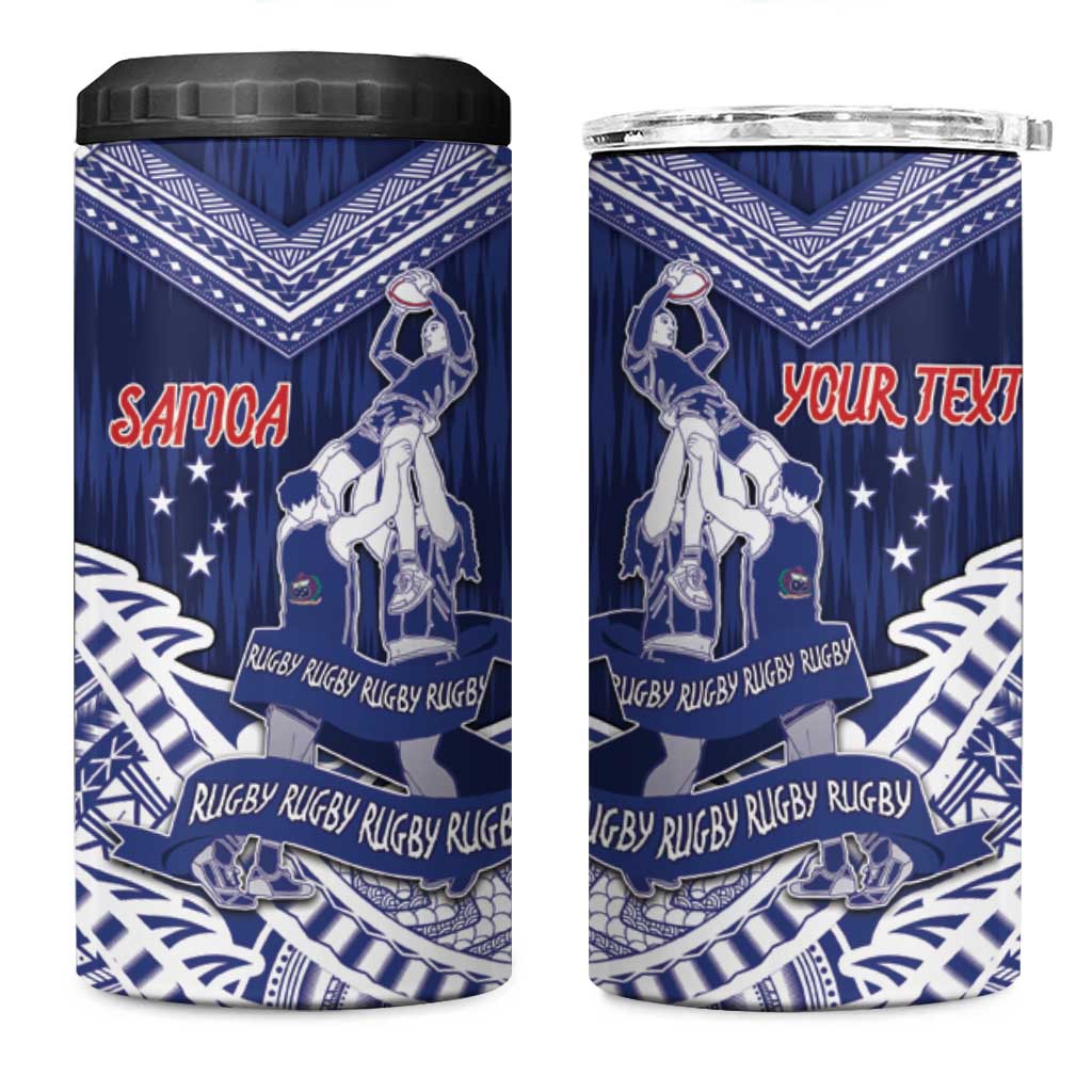 Personalised Samoa Rugby 4 in 1 Can Cooler Tumbler Pacific Warrior Glory DT05 One Size: 16 oz Navy - Polynesian Pride