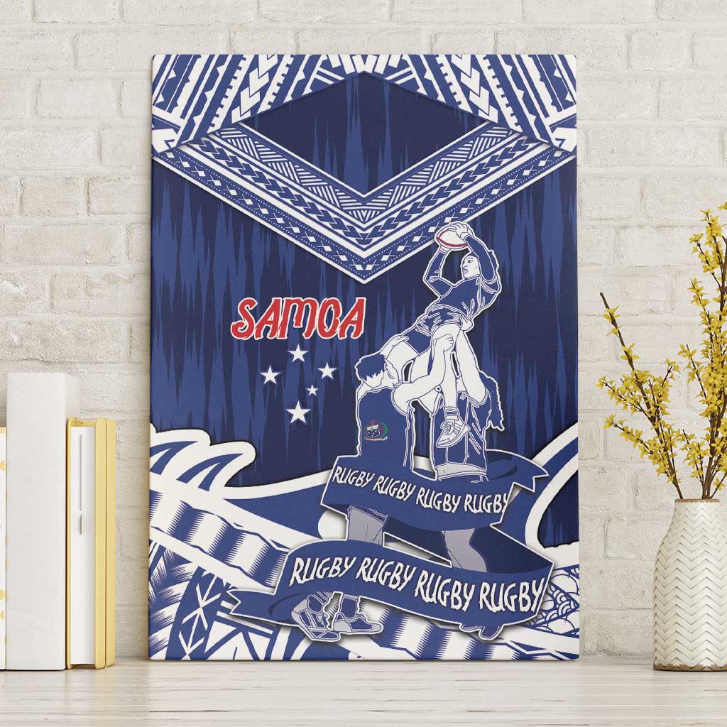 Samoa Rugby Canvas Wall Art Pacific Warrior Glory DT05 Without Frame Navy - Polynesian Pride
