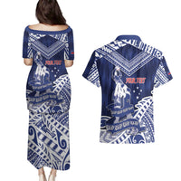 Personalised Samoa Rugby Couples Matching Puletasi and Hawaiian Shirt Pacific Warrior Glory DT05 - Polynesian Pride