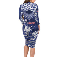 Personalised Samoa Rugby Family Matching Long Sleeve Bodycon Dress and Hawaiian Shirt Pacific Warrior Glory DT05 - Polynesian Pride