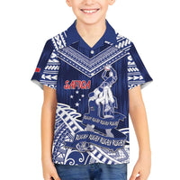 Personalised Samoa Rugby Family Matching Off Shoulder Short Dress and Hawaiian Shirt Pacific Warrior Glory - Polynesian Pride