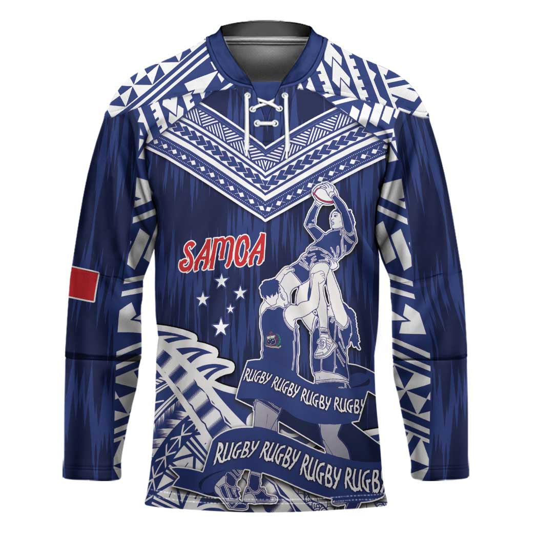 Personalised Samoa Rugby Hockey Jersey Pacific Warrior Glory DT05 Unisex Navy - Polynesian Pride