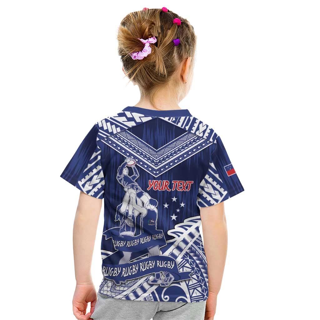 Personalised Samoa Rugby Kid T Shirt Pacific Warrior Glory DT05 - Polynesian Pride