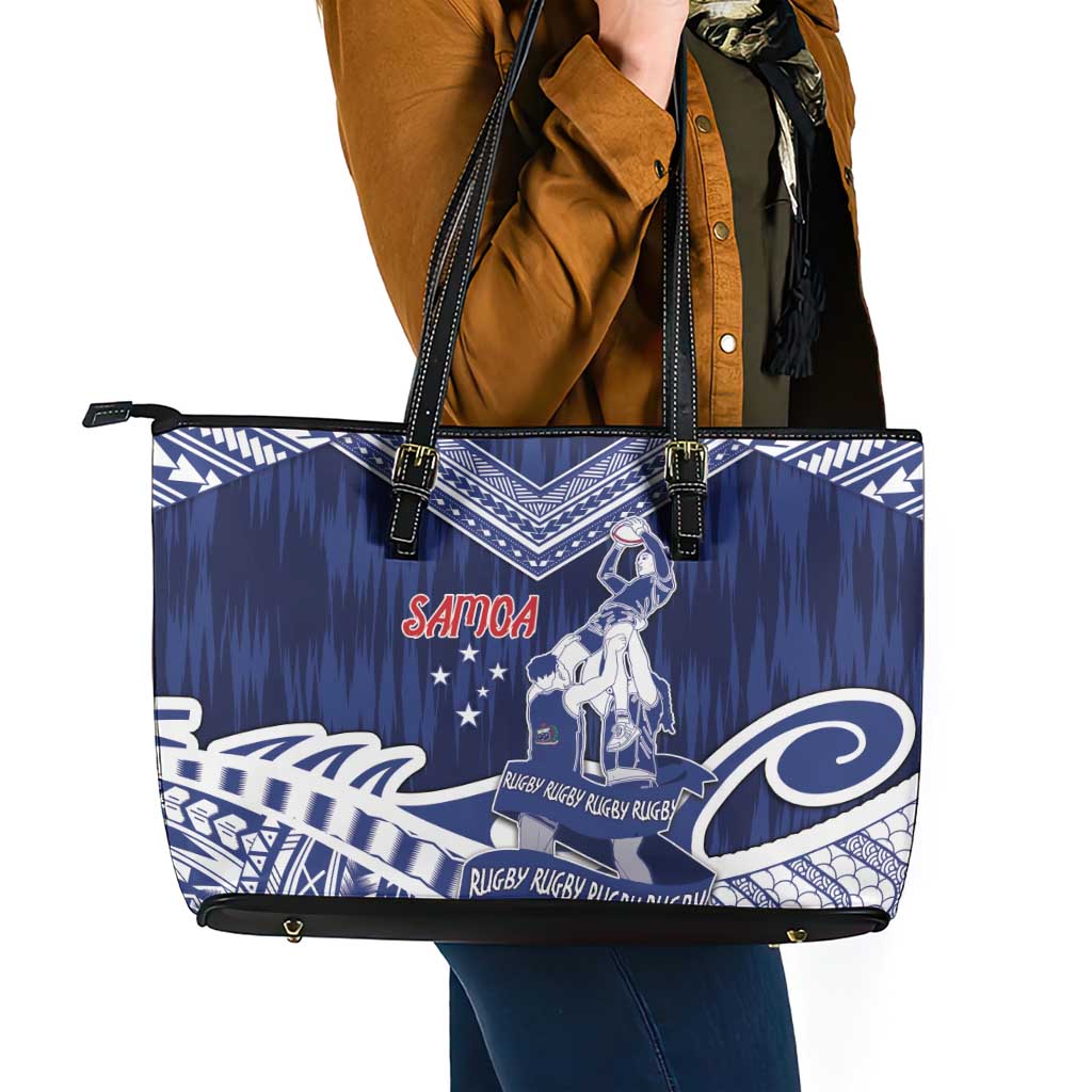 Samoa Rugby Leather Tote Bag Pacific Warrior Glory DT05 - Polynesian Pride