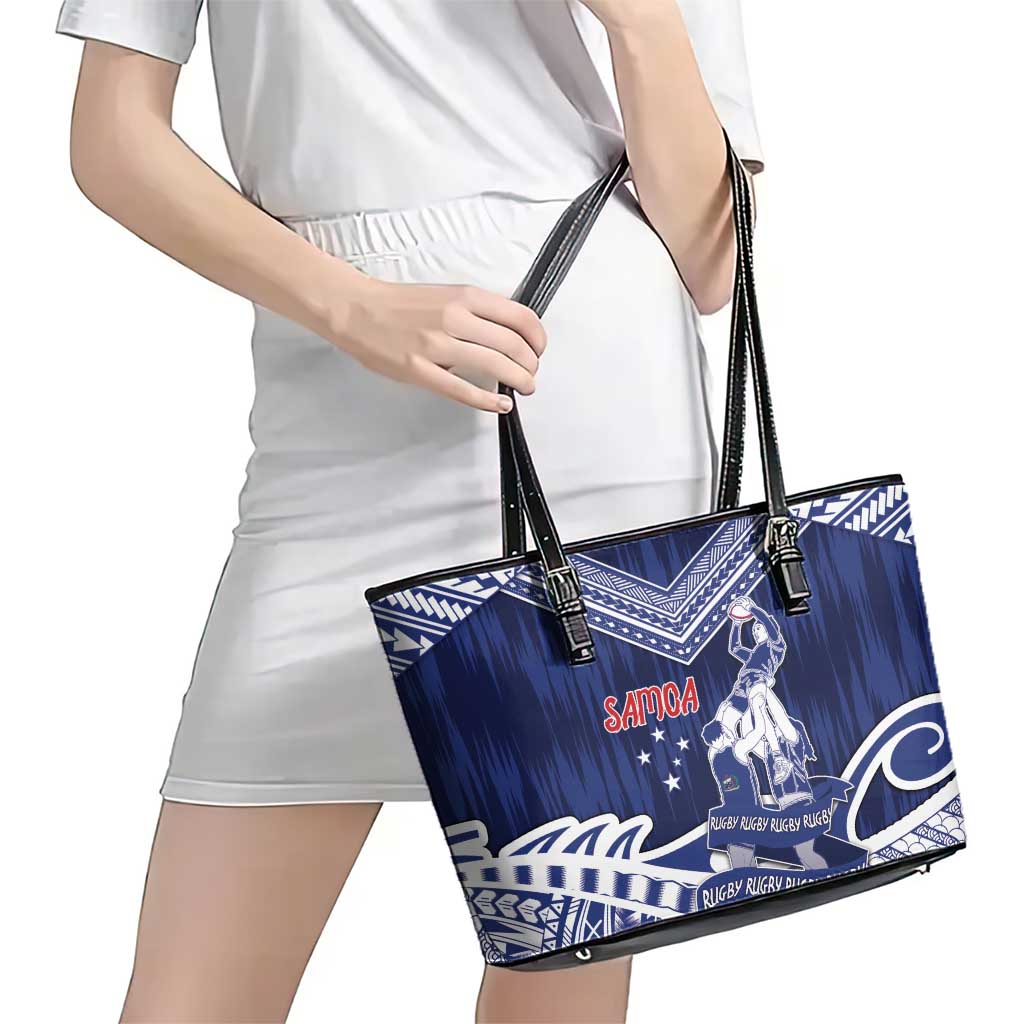 Samoa Rugby Leather Tote Bag Pacific Warrior Glory DT05 - Polynesian Pride