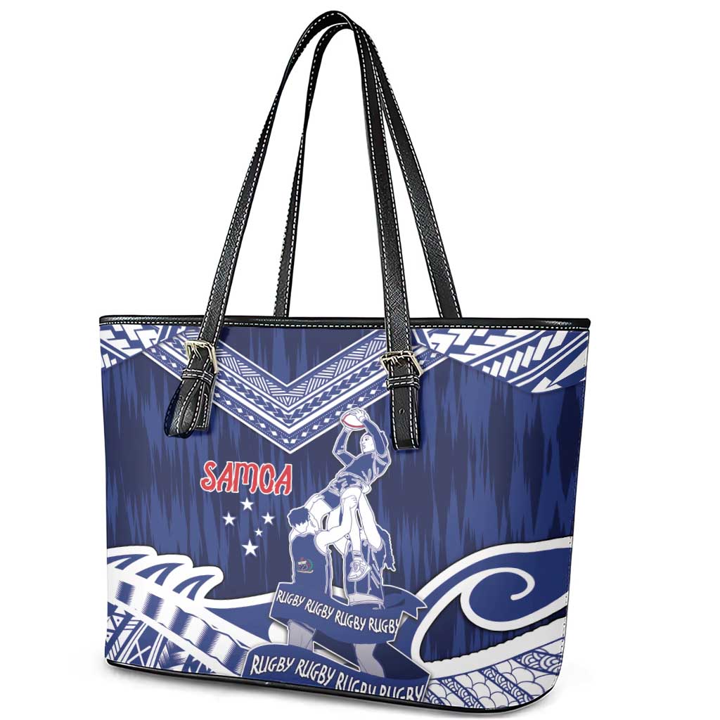 Samoa Rugby Leather Tote Bag Pacific Warrior Glory DT05 - Polynesian Pride