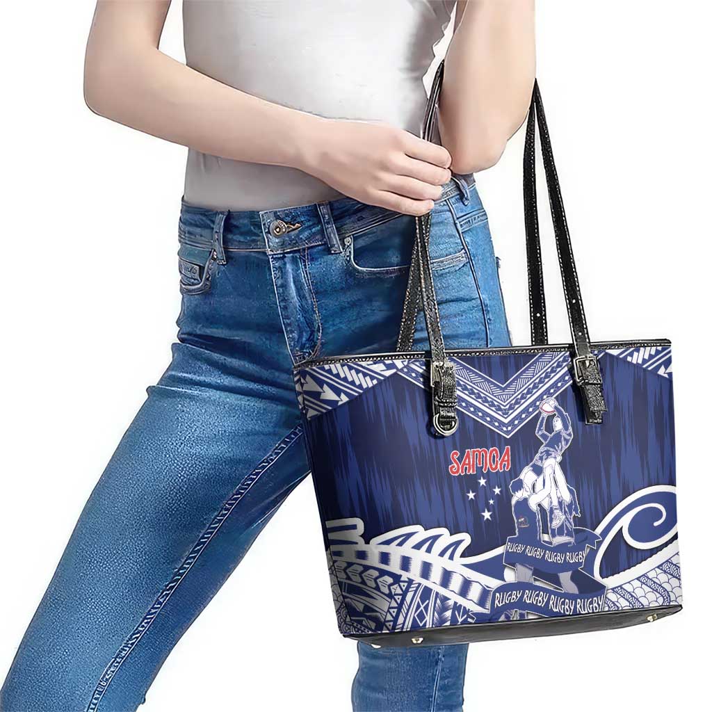 Samoa Rugby Leather Tote Bag Pacific Warrior Glory DT05 - Polynesian Pride
