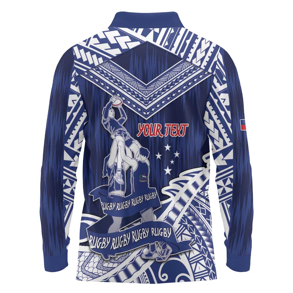 Personalised Samoa Rugby Long Sleeve Polo Shirt Pacific Warrior Glory DT05 - Polynesian Pride