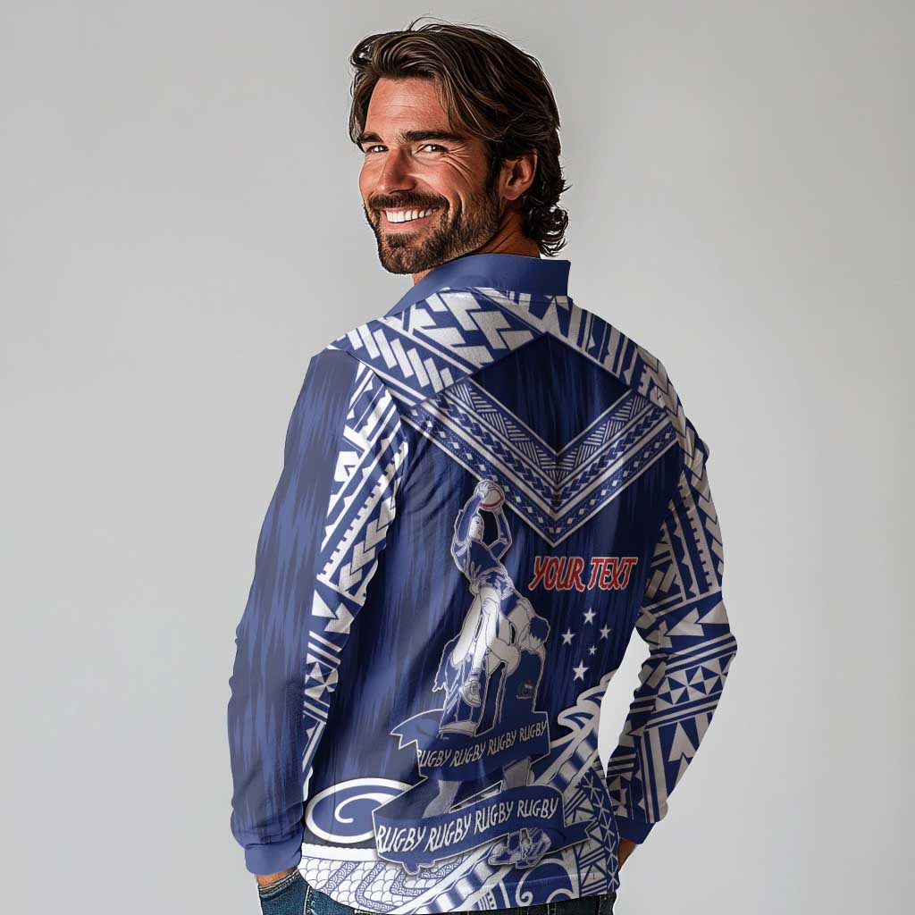 Personalised Samoa Rugby Long Sleeve Polo Shirt Pacific Warrior Glory DT05 - Polynesian Pride