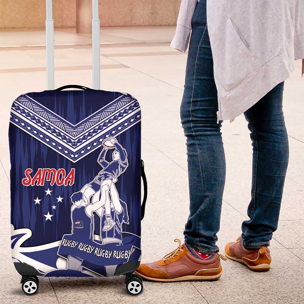 Samoa Rugby Luggage Cover Pacific Warrior Glory DT05 Navy - Polynesian Pride