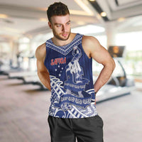 Personalised Samoa Rugby Men Tank Top Pacific Warrior Glory DT05 Navy - Polynesian Pride