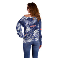 Personalised Samoa Rugby Off Shoulder Sweater Pacific Warrior Glory DT05 - Polynesian Pride