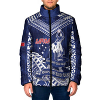 Personalised Samoa Rugby Padded Jacket Pacific Warrior Glory DT05 Men Navy - Polynesian Pride