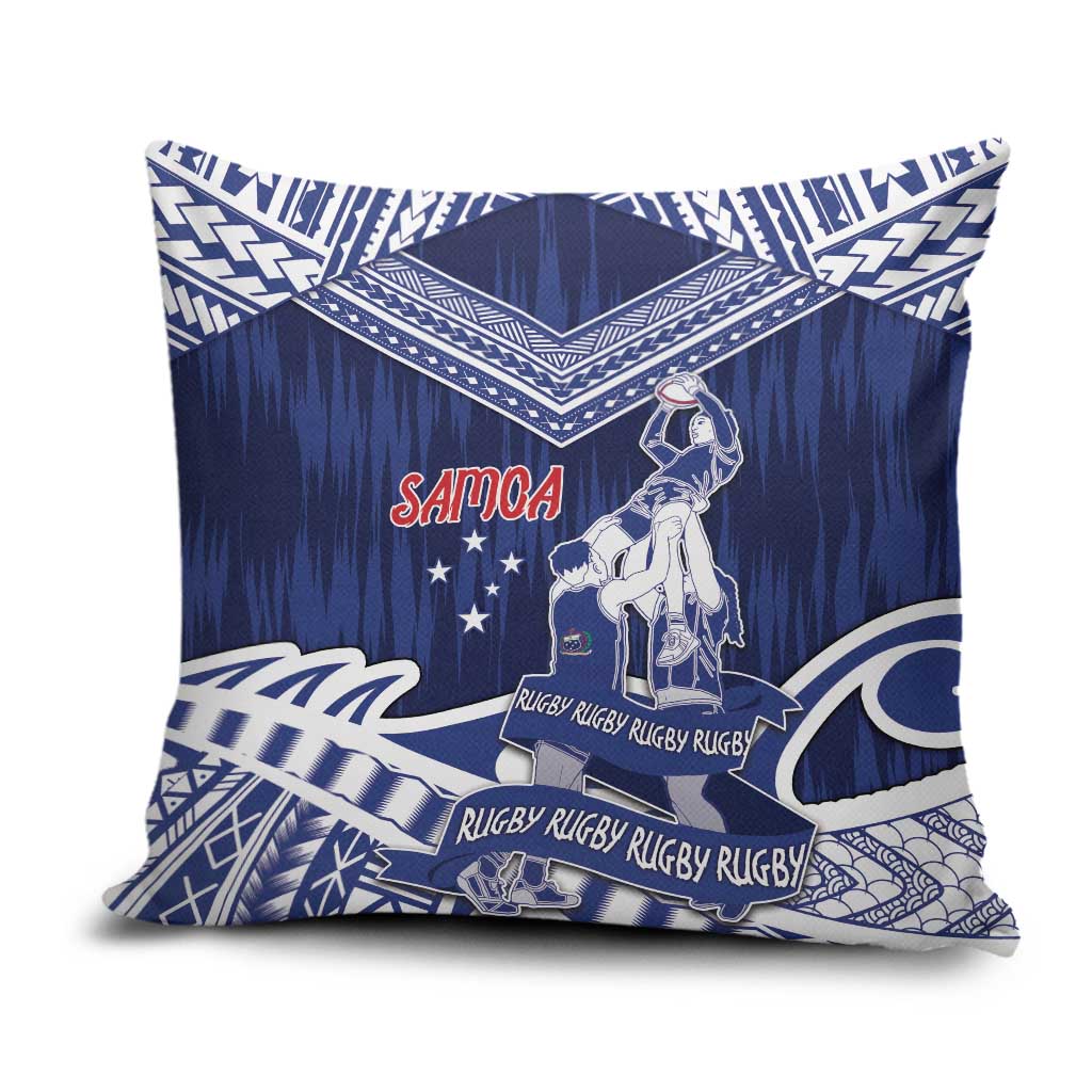 Samoa Rugby Pillow Cover Pacific Warrior Glory DT05 Navy - Polynesian Pride