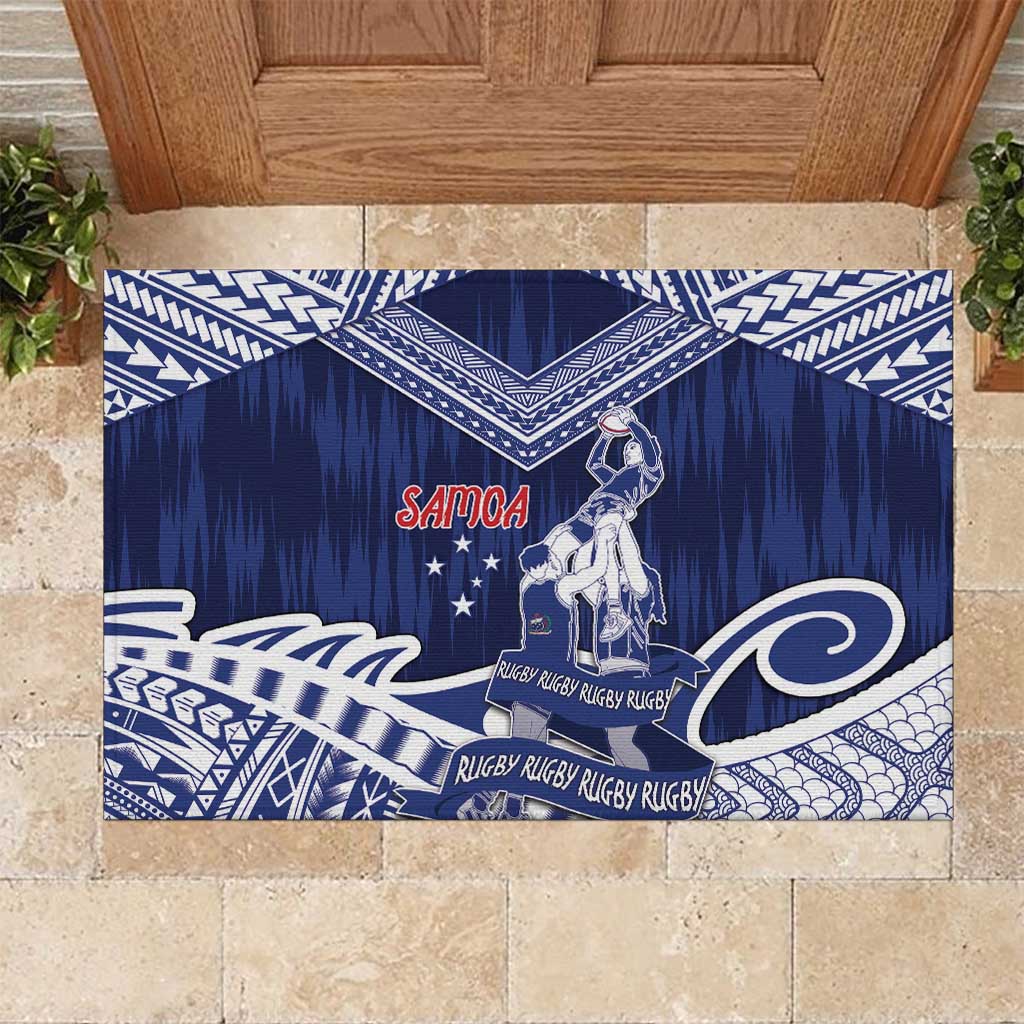 Samoa Rugby Rubber Doormat Pacific Warrior Glory DT05 Navy - Polynesian Pride
