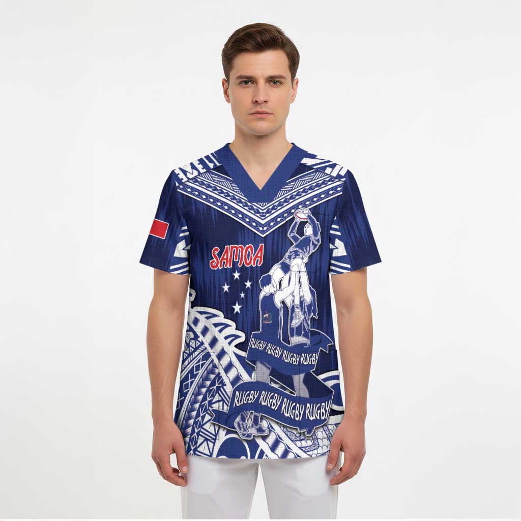Personalised Samoa Rugby Scrub Top Pacific Warrior Glory DT05 - Polynesian Pride