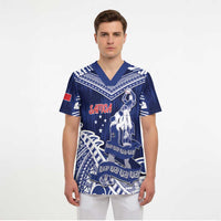 Personalised Samoa Rugby Scrub Top Pacific Warrior Glory DT05 - Polynesian Pride