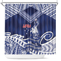 Samoa Rugby Shower Curtain Pacific Warrior Glory DT05 Navy - Polynesian Pride