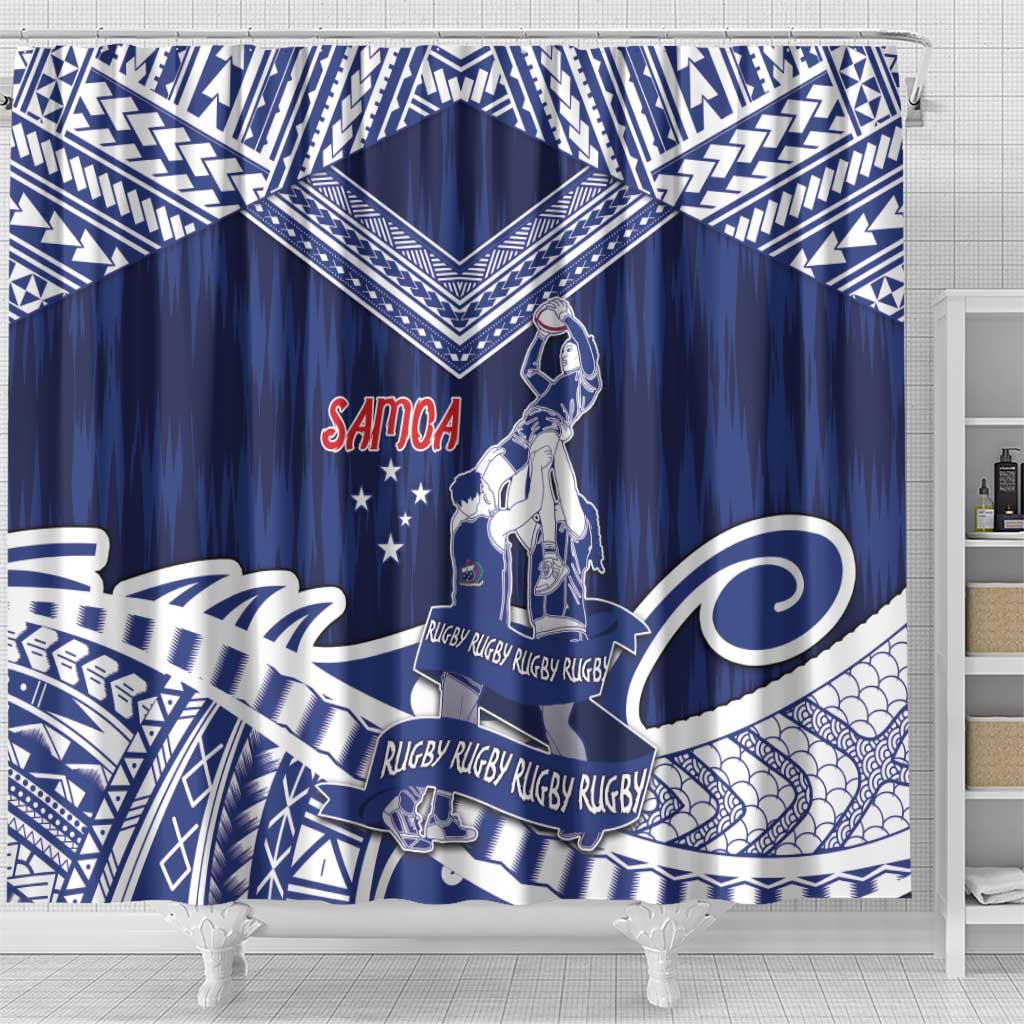 Samoa Rugby Shower Curtain Pacific Warrior Glory DT05 - Polynesian Pride
