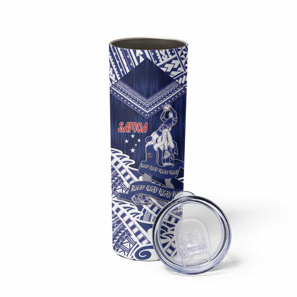 Personalised Samoa Rugby Skinny Tumbler Pacific Warrior Glory DT05 - Polynesian Pride