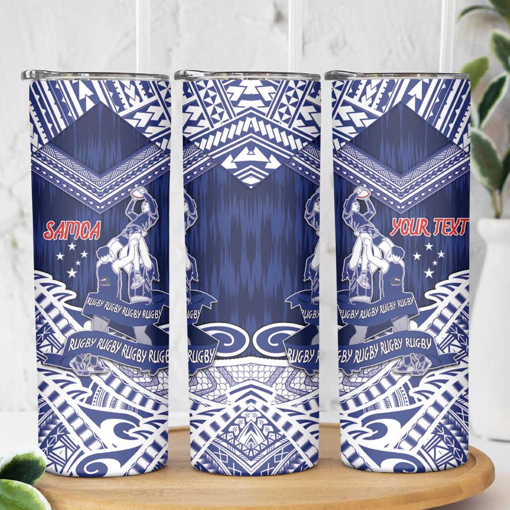 Personalised Samoa Rugby Skinny Tumbler Pacific Warrior Glory DT05 - Polynesian Pride
