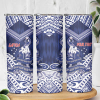 Personalised Samoa Rugby Skinny Tumbler Pacific Warrior Glory DT05 - Polynesian Pride