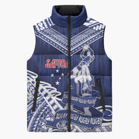 Personalised Samoa Rugby Sleeveless Puffer Jacket Pacific Warrior Glory DT05 Unisex Navy - Polynesian Pride